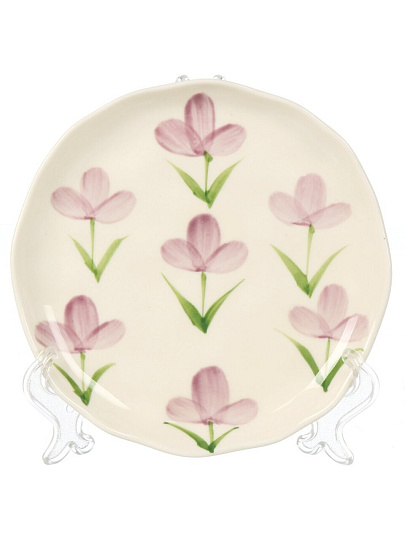 Чайная пара керамика, 2 предмета, на 1 персону, 220 мл, Английский стиль, сиреневые цветы, ручная работа, блюдце 15х2 см, B060326