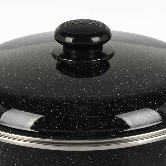 Кастрюля эмалированная сталь, 3 л, крышка сталь, цилиндрическая, Сибирские товары, 9MD181P, черный рябчик, индукция