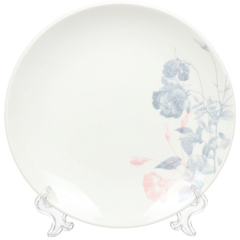 Тарелка обеденная, керамика, 22 см, круглая, Соната Серебристые розы, Кубаньфарфор, в ассортименте