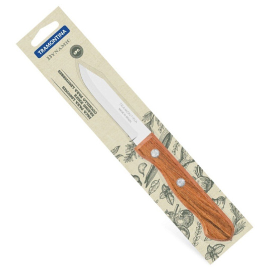 Нож кухонный Tramontina, Dynamic, для овощей, нержавеющая сталь, 7.5 см, рукоятка дерево, 22310/103-TR