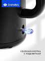 Чайник электрический Daniks, D3215, черный матовый, 1.5 л, 1600 Вт, скрытый нагревательный элемент, пластик - фото 4
