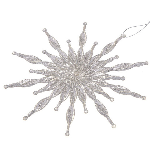 Елочное украшение Снежинка, серебро, 15 см, пластик, SYYKLA-1919157