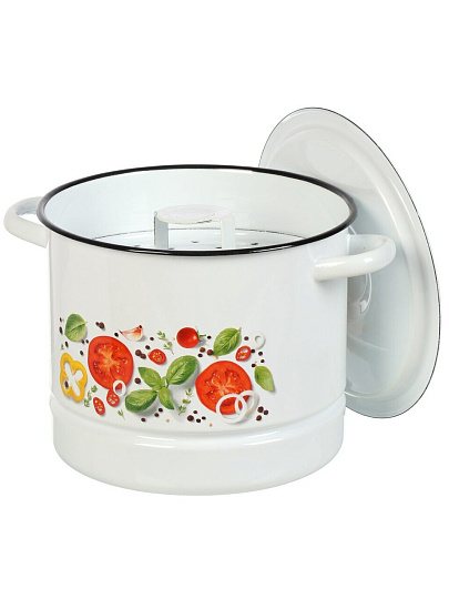 Мантоварка сталь, эмалированное покрытие, 25.5 см, 9 л, 3 секции, Сибирские товары, Каприче, крышка сталь, пластиковая кнопка, С1722.3*118