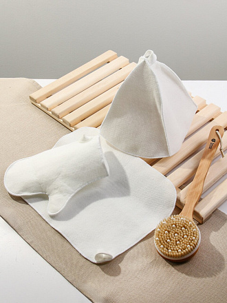 Набор для бани 100% полиэстер, Бацькина Баня, Classic white, 13301