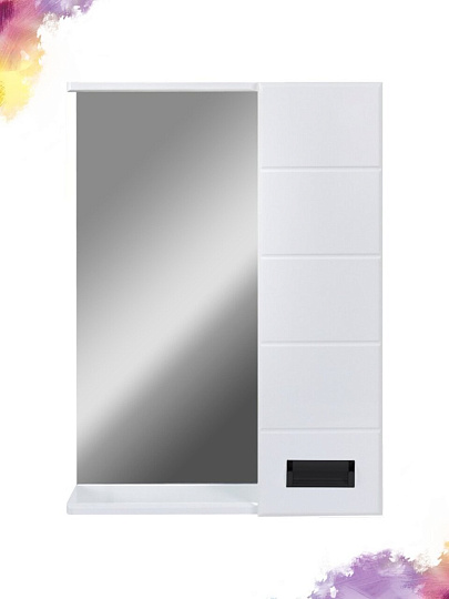 Зеркало-шкаф 50х70х15 см, прямоугольное, белое, с полочкой, Doratiz, Вальс 50, 2711.152