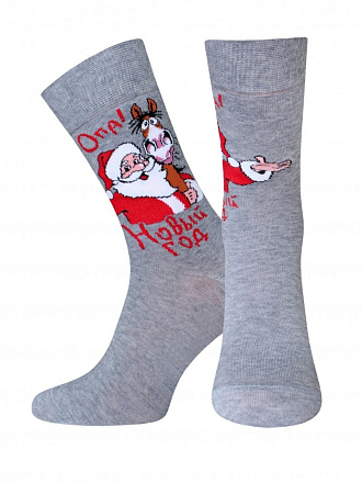 Носки для мужчин, хлопок, Брестские, Classic New year, 567, серый меланж, р. 25, 20С2146