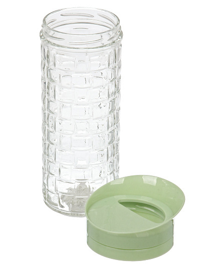 Банка для сыпучих продуктов, стекло, 0.85 л, с пластиковой крышкой-дозатором, Плетеная, 626-9221, мятная