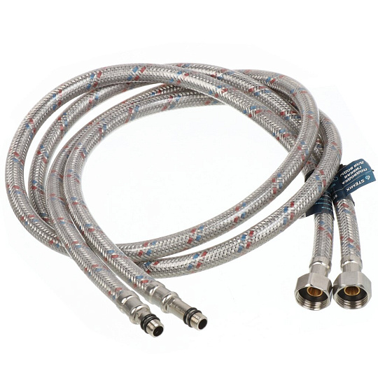 Подводка для воды М10-1/2&quot;х1.5 м, пара, сталь, полимер, Stemix