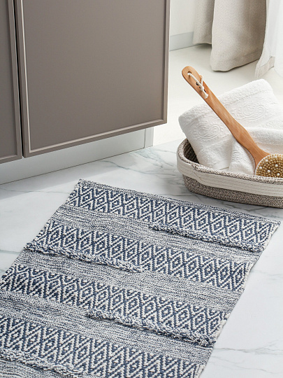 Коврик интерьерный 0.5х0.8 м, Sindbad, прямоугольный, голубой, хлопок, толщина 7 мм, ручное плетение, SINDBAD KH 58-7