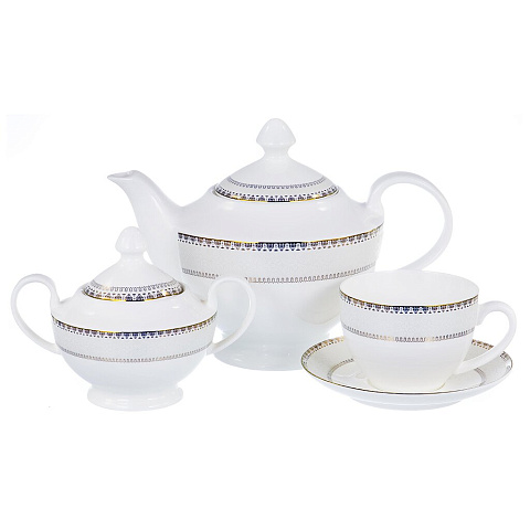 Сервиз чайный из фарфора, 14 предметов, Латона цветочный орнамент 104-03027