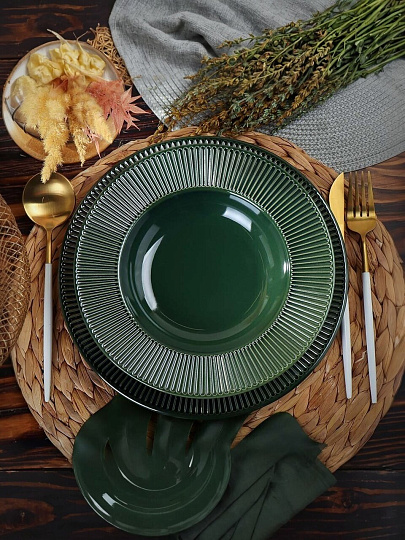 Тарелка суповая, керамика, 24 см, круглая, Emerald Green, Domenik, TDP471/DMD032