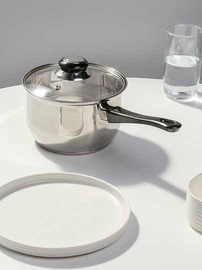 Ковш нержавеющая сталь, 1.9 л, крышка стекло, бакелитовая ручка, DNN1, SD-A19-16S