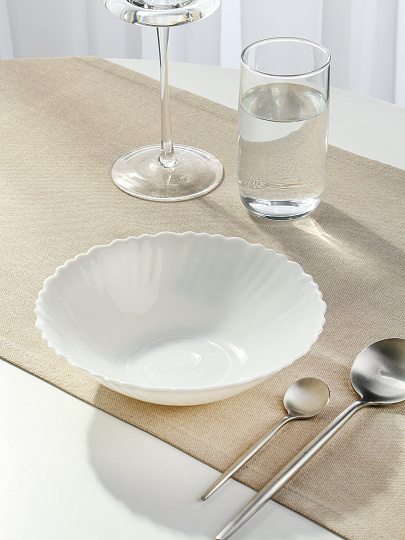 Салатник стеклокерамика, круглый, 19х6 см, 0.7 л, Белый, Daniks, LHDW 75, белый