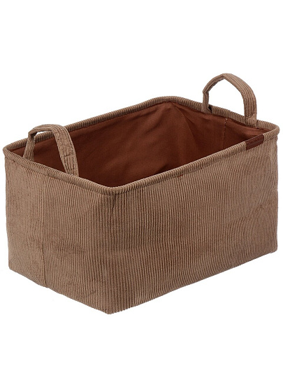 Корзина для хранения, 37х27х19 см, прямоугольная, вельвет, коричневая, A190027