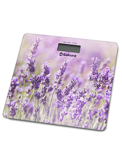 Весы напольные электронные, Sakura, Лаванда, SA-5072LF, стекло, до 180 кг, 26х26х1.8 см