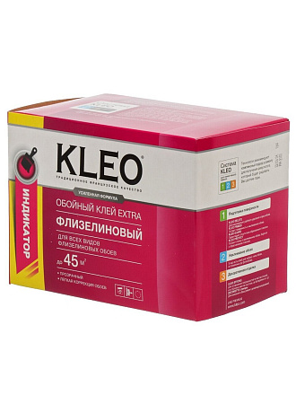 Клей для флизелиновых обоев, Kleo, Extra, с индикатором, + индикатор 10 гр, 45 кв.м., 320 г, коробка, 030 EXTRA 45 Инд