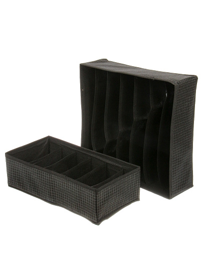 Набор кофров д/хранен, 4 шт (32*16*10-2; 32*32*10-2), черн клетка, A190053