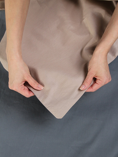 Пододеяльник 1.5-спальный, 145 х 215 см, 100% хлопок, поплин, темно-серый/бежевый, Silvano