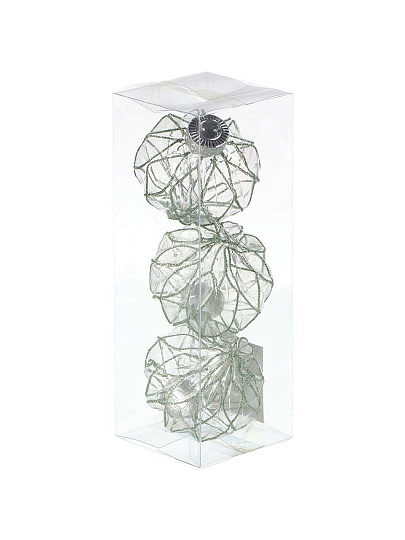 Елочный шар Луковица, 3 шт, бесцветный, 8 см, пластик, SYQD1- 0124071