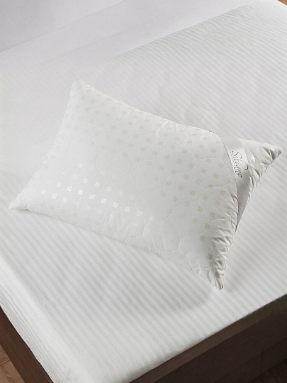 Подушка 50 х 70 см, Лебяжий искусственный пух, тик, эвкалиптовое волокно, на молнии, Silvano