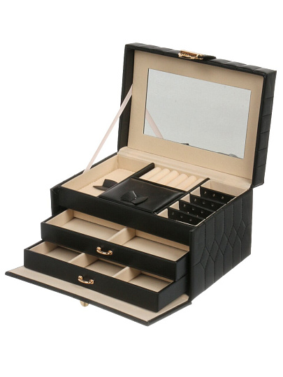 Шкатулка декоративная для украшений, 22х15.5х13 см, черная, A320040