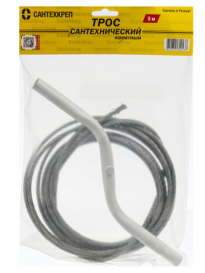 Трос сантехнический канализационный канатный, диаметр 6х10 м, СантехКреп, 3.1.1.5.