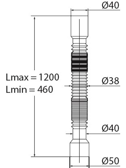Труба гибкая 1200 мм, Ø40 - Ø40/50 мм, полипропилен, VIRPlast, Мини Элит, 30986298