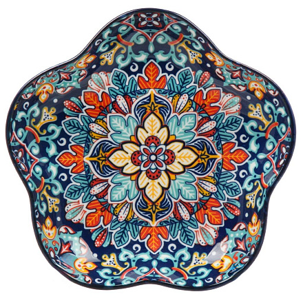 Блюдо керамика, 20 см, синее, Самарканд, Y4-9755