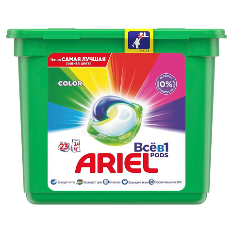 Капсулы для стирки Ariel, Pods Все-в-1 Color, для цветного белья, 23 шт, капсула 23.8 г
