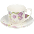 Набор кофейный керамика, 12 предметов, на 6 персон, 80 мл, Белые и сиреневые розы, 25957, подарочная упаковка - фото 2