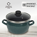 Кастрюля эмалированная сталь, 3 л, с крышкой, крышка стекло, сферический, Сантэкс, Малахит, 1-2430112, индукция - фото 4