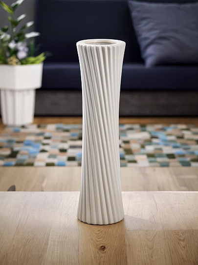 Ваза для сухоцветов керамика, напольная, 56х13.5 см, Спираль, Y4-3235, белая