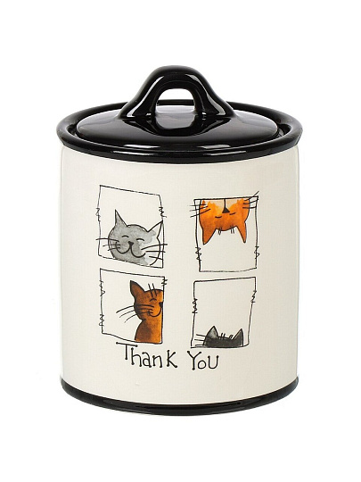 Банка для сыпучих продуктов, доломит, 0.6 л, с крышкой, Daniks, Cats
