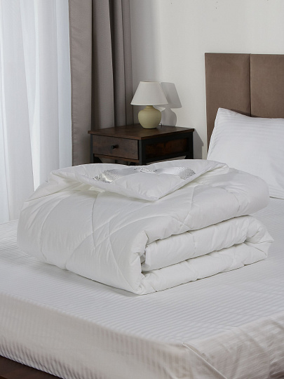 Одеяло 1.5-спальное, 140х205 см, Лебяжий пух, 350 г/м2, зимнее, тик, хлопок, Silvano