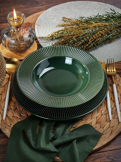 Тарелка обеденная, керамика, 27 см, круглая, Emerald Green, Domenik, TDP470/DMD031