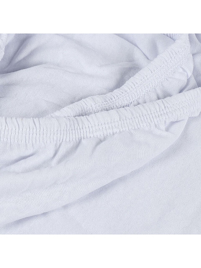 Простыня 2-спальная, 160 х 200 см, 100% хлопок, трикотаж, белая, на резинке, Luxsonia