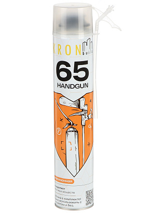 Пена монтажная Kronbuild, Handgun, профессиональная, 65 л, 850 мл, всесезонная, FASGUN65