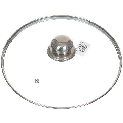 Крышка для посуды стекло, 26 см, Daniks, металлический обод, кнопка металл, HA233
