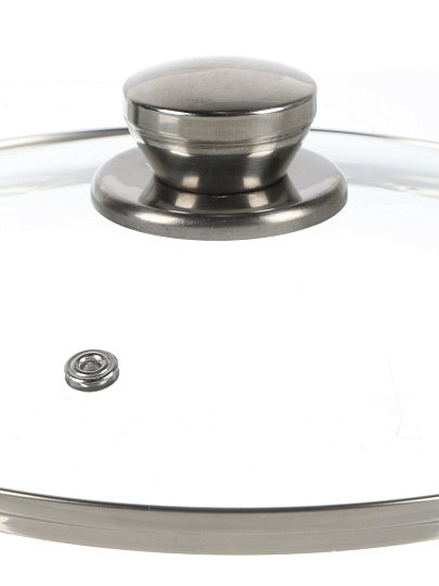 Крышка для посуды стекло, 26 см, Гардарика, металлический обод, кнопка нержавеющая сталь, 4626-02