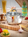 Кастрюля нержавеющая сталь, 3.9 л, крышка стекло, Daniks, Нара, GS-01413HY-20CA-2, серебристая, индукция - фото 8