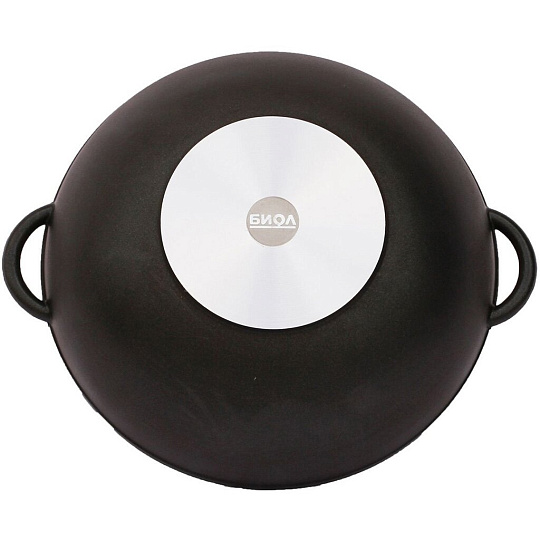 Сковорода-вок литой алюминий, d32 см, антипригарное покрытие, Биол, с крышкой, 3203ПС