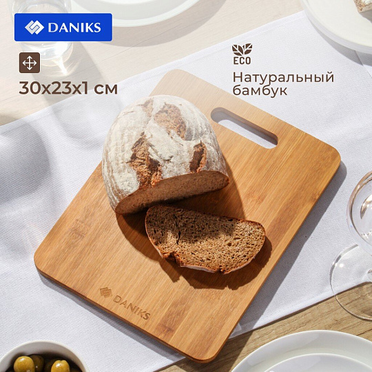 Доска разделочная бамбук, 30х23х1 см, прямоугольная, Daniks, H-1118