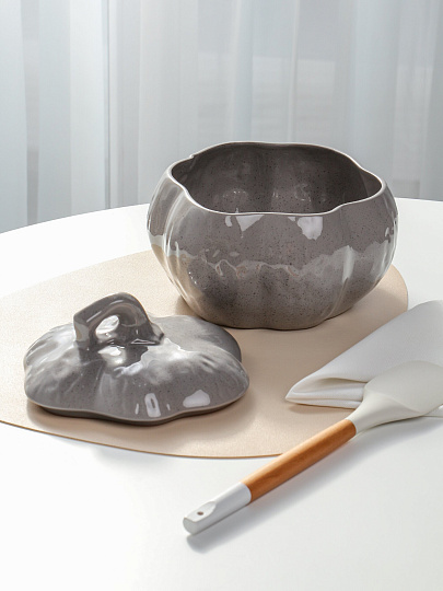 Горшок для жаркого керамика, 2.4 л, серый, Борисовская керамика, Тыква, ОБЧ00028957