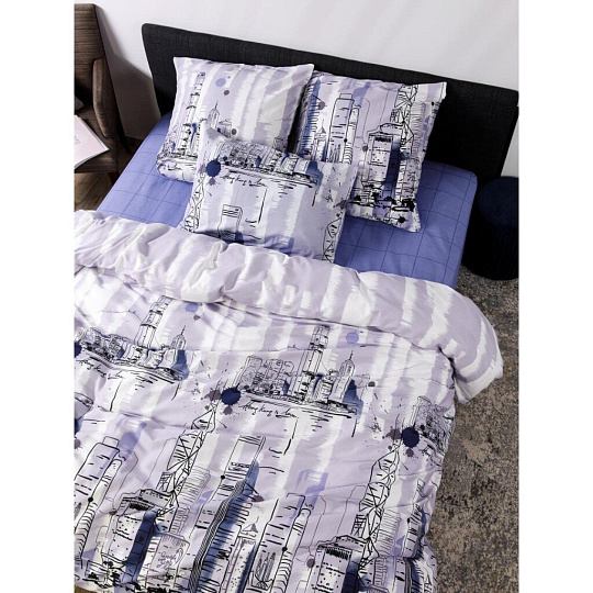 Постельное белье 1.5-спальное, простыня 145х215 см, 2 наволочки 70х70 см, пододеяльник 145х215 см, Luisa de Rizzo, бязь, коллекция Гонконг