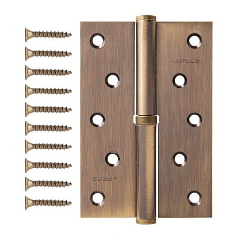 Петля врезная для деревянных дверей, Apecs, 120х80х3 мм, правая, B-Steel-AB-R, 13697, с подшипником, бронза