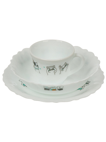 Набор детской посуды керамика, 3 шт, Parsopal, Blue Meowz, PO-3sd-763