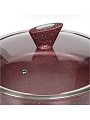 Сотейник алюминий, 28 см, антипригарное покрытие, Daniks, Мрамор Олимп, винный, STWP-28-RWM-IND-LID, с крышкой, индукция - фото 2