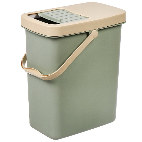 Контейнер для мусора пластик, 9 л, прямоугольный, зеленый, Y4-7066