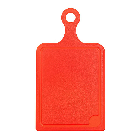 Доска разделочная пластик, 24х19 см, с ручкой, красный, бордовая, Мультипласт
