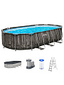 Бассейн каркасный Bestway, 610х366х122 см, Power Steel Oval Pool, 5611R, фильтр-насос, лестница, тент, 20241 л, поплавок-дозатор - фото 7